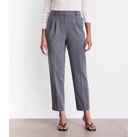 LOFT Seasonless Stretch Double Pleat Taper Pants in‎ Heather - Picture 1 of 10